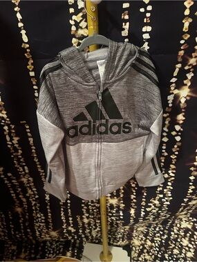 adidas Kids Two-Tone Gray Zip Hoodie with Logo